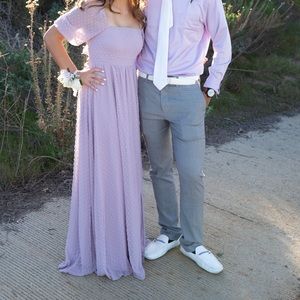 Purple Swiss Dot Prom Dress